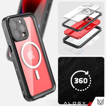 Pouzdro pro Apple iPhone 15 Pro Armored 360 pouzdro pro Mag Safe voděodolné Armor IP68 Alogy černé