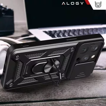 Pouzdro pro Apple iPhone 16 Pro Max, obrněný Slide Case Ring, kryt, ochrana fotoaparátu, Camshield Alogy, černý