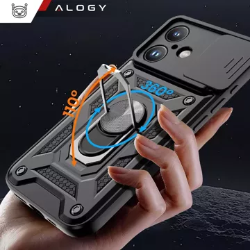 Pouzdro pro Apple iPhone 16 obrněné Slide Case Ring pouzdro ochrana fotoaparátu Camshield Alogy černé