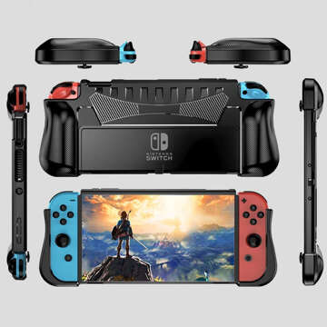 Pouzdro pro Nintendo Switch OLED pouzdro kryt pouzdra zesílený grip Alogy Black Glass