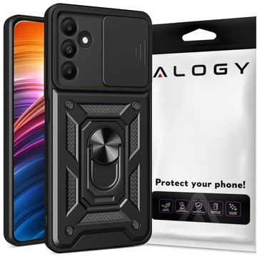 Pouzdro pro Samsung Galaxy A35 5G Armored Slide Case Ring Pouzdro Ochrana fotoaparátu Camshield Alogy Black