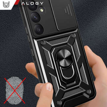 Pouzdro pro Samsung Galaxy A35 5G Armored Slide Case Ring Pouzdro Ochrana fotoaparátu Camshield Alogy Black