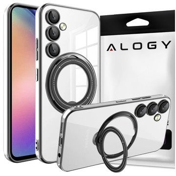 Pouzdro pro Samsung Galaxy S24 Magnetické pouzdro Ring Mag Bezpečný průhledný držák magnetu Alogy Black Transparent Qi Charger