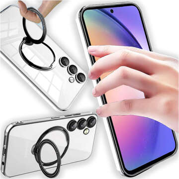 Pouzdro pro Samsung Galaxy S24 Magnetické pouzdro Ring Mag Bezpečný průhledný držák magnetu Alogy Black Transparent Qi Charger