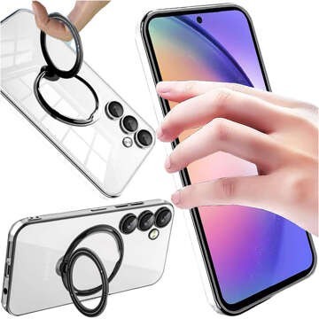 Pouzdro pro Samsung Galaxy S24 Magnetické pouzdro Ring Mag Bezpečný průhledný držák magnetu Alogy Black Transparent Qi Charger