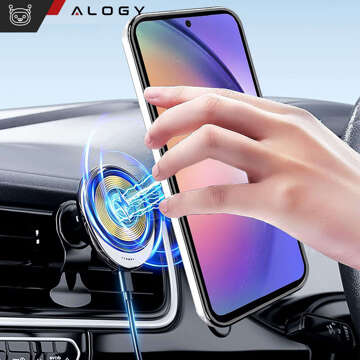 Pouzdro pro Samsung Galaxy S24 Magnetické pouzdro Ring Mag Bezpečný průhledný držák magnetu Alogy Black Transparent Qi Charger