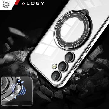 Pouzdro pro Samsung Galaxy S24 Magnetické pouzdro Ring Mag Bezpečný průhledný držák magnetu Alogy Black Transparent Qi Charger