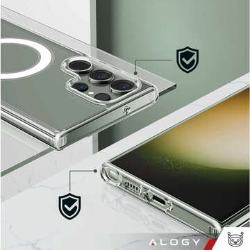 Pouzdro pro Samsung Galaxy S24 Ultra Mag Safe Case Zadní kryt krytu Anti-Shock Clear Alogy Transparent Glass