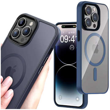 Pouzdro pro iPhone 14 Pro Max MagSafe Case ochranný kryt Alogy Ring obrněné pouzdro na telefon matné tmavě modré