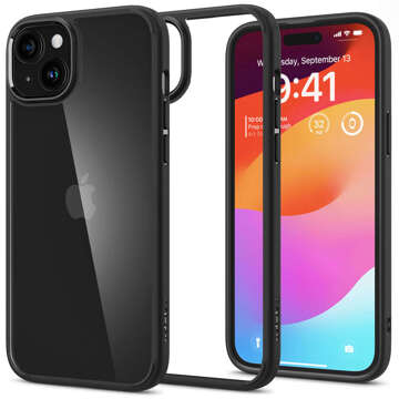 Pouzdro pro iPhone 15 Plus Spigen Ultra Hybrid Case, černý zadní kryt, matné černé sklo