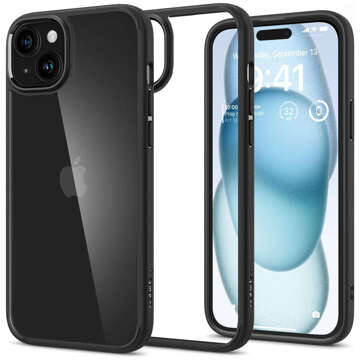 Pouzdro pro iPhone 15 Plus Spigen Ultra Hybrid Case, černý zadní kryt, matné černé sklo