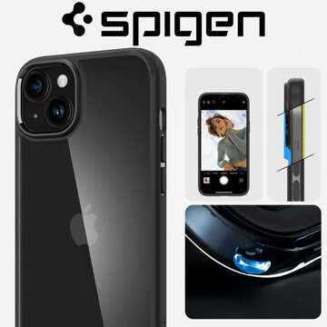 Pouzdro pro iPhone 15 Plus Spigen Ultra Hybrid Case, černý zadní kryt, matné černé sklo