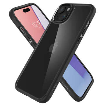 Pouzdro pro iPhone 15 Plus Spigen Ultra Hybrid Case, černý zadní kryt, matné černé sklo