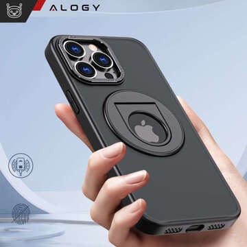 Pouzdro pro iPhone 15 Pro 360 Ring Case Armored Matte Black Magnet Holder Alogy Glass