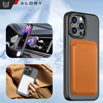 Pouzdro pro iPhone 15 Pro 360 Ring Case Armored Matte Black Magnet Holder Alogy Glass