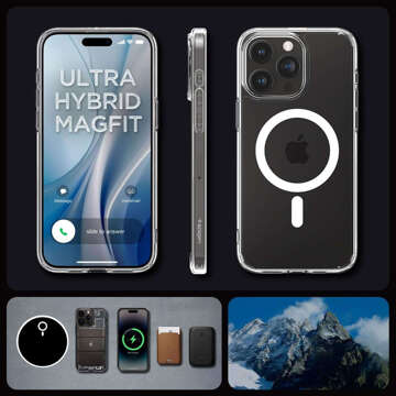 Pouzdro pro iPhone 15 Pro Max Spigen Ultra Hybrid MagFit pro MagSafe Ochranný kryt telefonu Bílé sklo Spigen Glas.TR