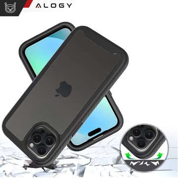 Pouzdro pro iPhone 15 Pro Max obrněný kryt hydrogelová fólie Case Defense 360 ​​​​Pro Alogy černý