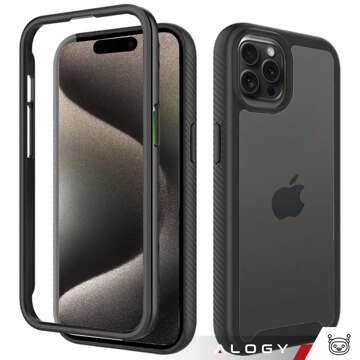 Pouzdro pro iPhone 15 Pro Max obrněný kryt hydrogelová fólie Case Defense 360 ​​​​Pro Alogy černý