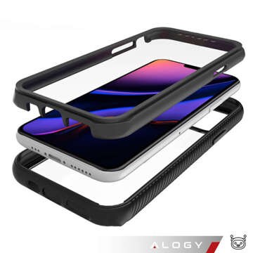 Pouzdro pro iPhone 15 Pro Max obrněný kryt hydrogelová fólie Case Defense 360 ​​​​Pro Alogy černý