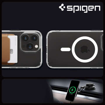 Pouzdro pro iPhone 15 Pro Spigen Ultra Hybrid MagFit pro MagSafe Ochranné pouzdro na telefon bílé