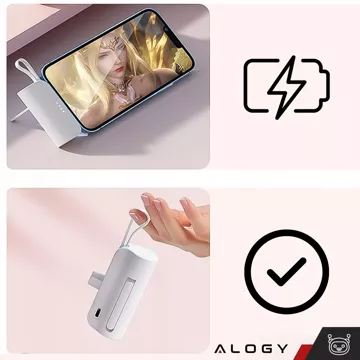 PowerBank 5000mAh Alogy kapesní malá externí nabíječka Power Bank USB-C a lightning Bílá