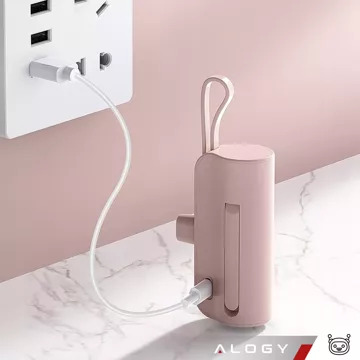 PowerBank 5000mAh Alogy kapesní malá externí nabíječka Powerbanka USB-C a lightning Pink