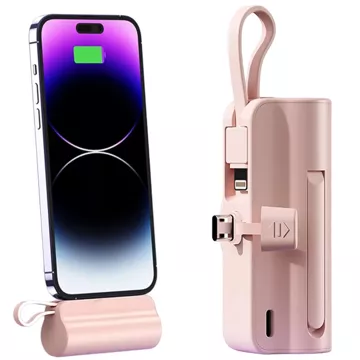 PowerBank 5000mAh Alogy kapesní malá externí nabíječka Powerbanka USB-C a lightning Pink