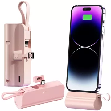 PowerBank 5000mAh Alogy kapesní malá externí nabíječka Powerbanka USB-C a lightning Pink