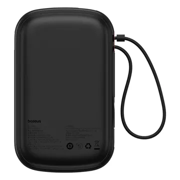 Powerbanka Baseus Qpow Pro 20000mAh 22,5W s vestavěným USB-C kabelem a displejem - černá