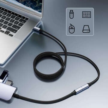 Prodlužovací kabel USB-C Typ C 3.1 Gen2 Thunderbolt 100W PD 10Gbbs 4K 2M Adaptérový kabel Nylonové opletení Silné