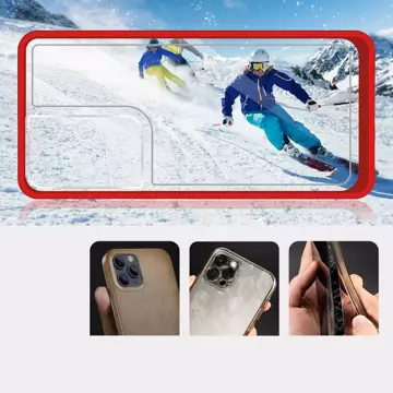 Průhledné pouzdro 3v1 pro Samsung Galaxy S22 Ultra Frame Gel Cover Red