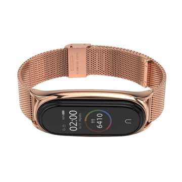 Řemínek k náramku MilaneseBand pro Xiaomi Mi Smart Band 5/6/6 NFC Rose Gold