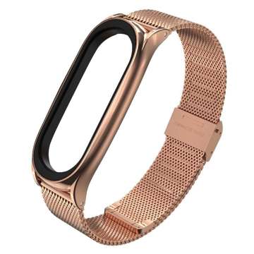 Řemínek k náramku MilaneseBand pro Xiaomi Mi Smart Band 5/6/6 NFC Rose Gold