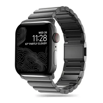 Řemínek s ocelovým páskem pro Apple Watch 4 / 5 / 6 / 7 / 8 / 9 / Se / Ultra 1 / 2 (42 / 44 / 45 / 49 Mm) černý