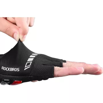 Rockbros S143-BK M cyklistické rukavice s gelovými vložkami - černé