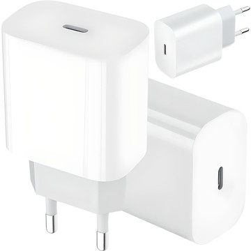 Rychlá 30W USB-C nástěnná nabíječka USB typ C GaN PD pro iPhone Alogy cube Bílý kabel USB-C 1m