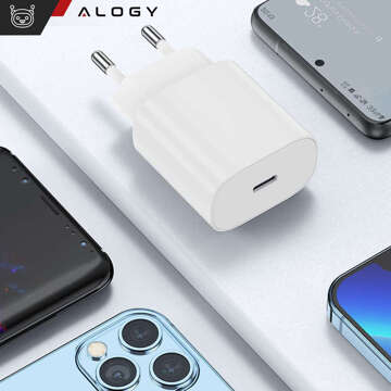 Rychlá 30W USB-C nástěnná nabíječka USB typ C GaN PD pro iPhone Alogy cube Bílý kabel USB-C 1m