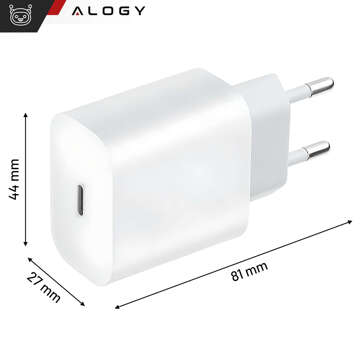 Rychlá 30W USB-C nástěnná nabíječka USB typ C GaN PD pro iPhone Alogy cube Bílý kabel USB-C 1m