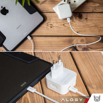 Rychlá 35W nástěnná nabíječka 2x USB-C USB typ C PD pro iPhone kabel typu C 1m Alogy White