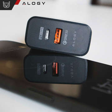 Rychlá nabíječka Alogy Quick Charge QC 3.0 USB-A USB-C PD 65W černá