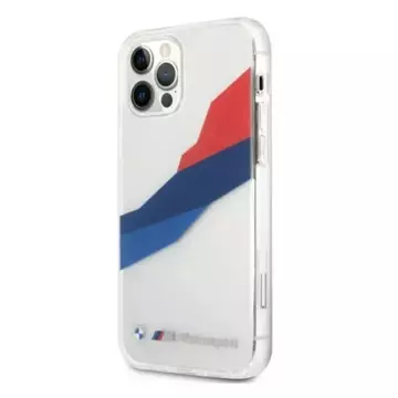 Sada na telefon BMW BMHCP12LSKTGT do Apple iPhone 12 Pro Max 6,7" průhledný pevný obal Motorsport Tricolor