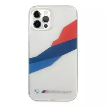 Sada na telefon BMW BMHCP12LSKTGT do Apple iPhone 12 Pro Max 6,7" průhledný pevný obal Motorsport Tricolor