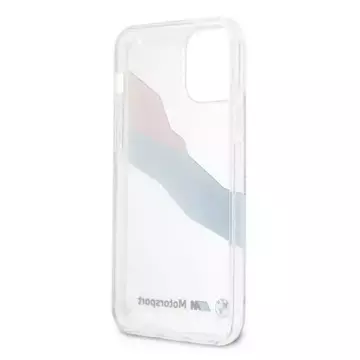 Sada na telefon BMW BMHCP12LSKTGT do Apple iPhone 12 Pro Max 6,7" průhledný pevný obal Motorsport Tricolor