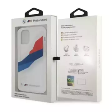 Sada na telefon BMW BMHCP12LSKTGT do Apple iPhone 12 Pro Max 6,7" průhledný pevný obal Motorsport Tricolor