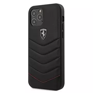 Sada na telefon Ferrari iPhone 12 Pro Max 6,7" černý/černý pevný obal Off Track Quilted