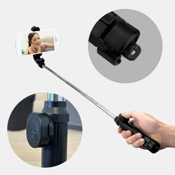 Selfie Stick Bluetooth držák telefonu Stativový držák telefonu s dálkovým ovládáním Bluetooth stativ Black