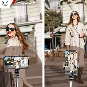 Selfie Stick Tripod Pole Bluetooth Alogy Stativ Držák telefonu Black