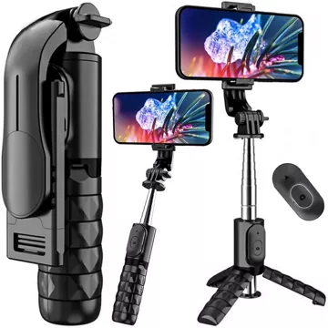 Selfie Stick Tripod Pole Bluetooth Alogy Stativ Držák telefonu Black