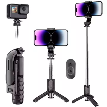 Selfie Stick Tripod Pole Bluetooth Alogy Stativ Držák telefonu Black