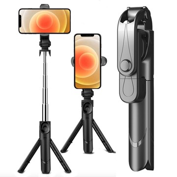 Selfie tyč stativ Stativový držák telefonu Alogy Tripod selfie tyč Bluetooth 360 dálkové ovládání Black